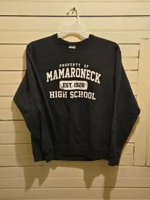 Jerzees Sweatshirt Mens M Mamaroneck High School Est 1928 Navy Crewneck Graphic