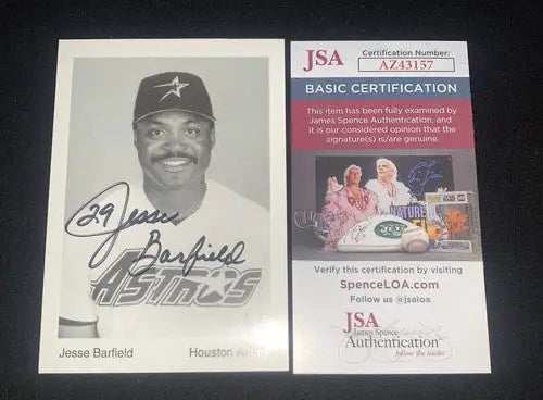 Jesse Barfield AUTO 1995 Houston Astros Team Issue 3x5 Signed JSA Card - Baseball Card Single