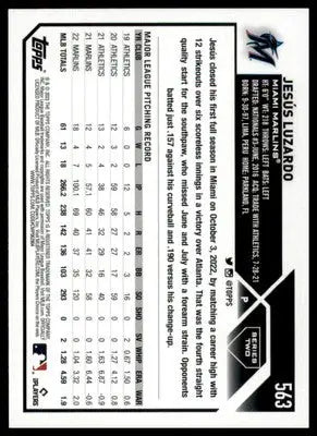 Jesús Luzardo 2023 Topps #563 Miami Marlins - Baseball Card Single
