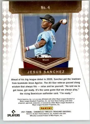 Jesus Sanchez - 2021 Panini Chronicles - #4 - Timeless Treasures Baseball - Baseball Card Single