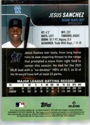 Jesus Sanchez - 2022 Stadium Club Chrome - #12 - Baseball - Baseball Card Single