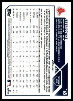 Jeter Downs Rookie 2023 Topps #165 Boston Red Sox - Baseball Card Single
