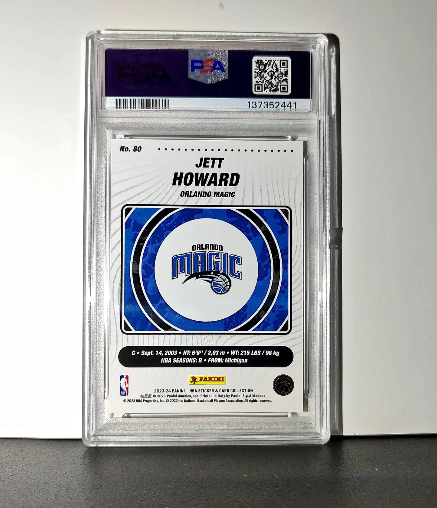 Jett Howard 2023-24 Sticker 005/050 Orange Foil 80 PSA 7 NM - Other