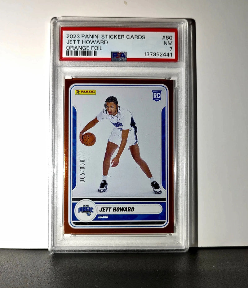Jett Howard 2023-24 Sticker 005/050 Orange Foil 80 PSA 7 NM - Other