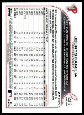 Jeurys Familia 2022 Topps Update #US116 Philadelphia Phillies - Baseball Card Single