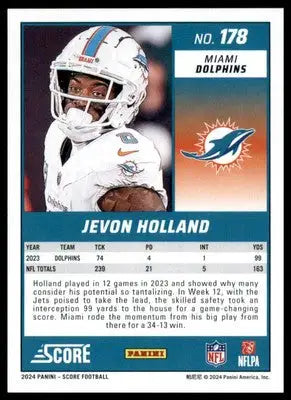 Jevon Holland 2024 Score #178 Miami Dolphins - Football Card Single