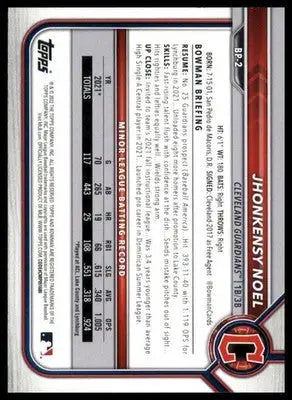 Jhonkensy Noel 2022 Bowman Prospects #BP-2 Cleveland Guardians - Baseball Card Single