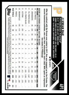 Ji Hwan Bae Rookie 2023 Topps #491 Pittsburgh Pirates - Baseball Card Single