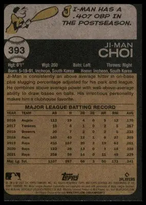 Ji-Man Choi 2022 Topps Heritage #393 Tampa Bay Rays - Baseball Card Single