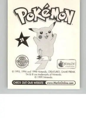Jigglypuff - 1999 Merlin Pokemon Stickers - #39 - Non_sport - Pokémon Card Single