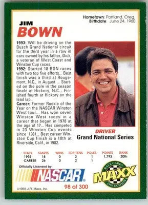 Jim Bown - 1993 Maxx - #98 - Racing - Racing Card Single