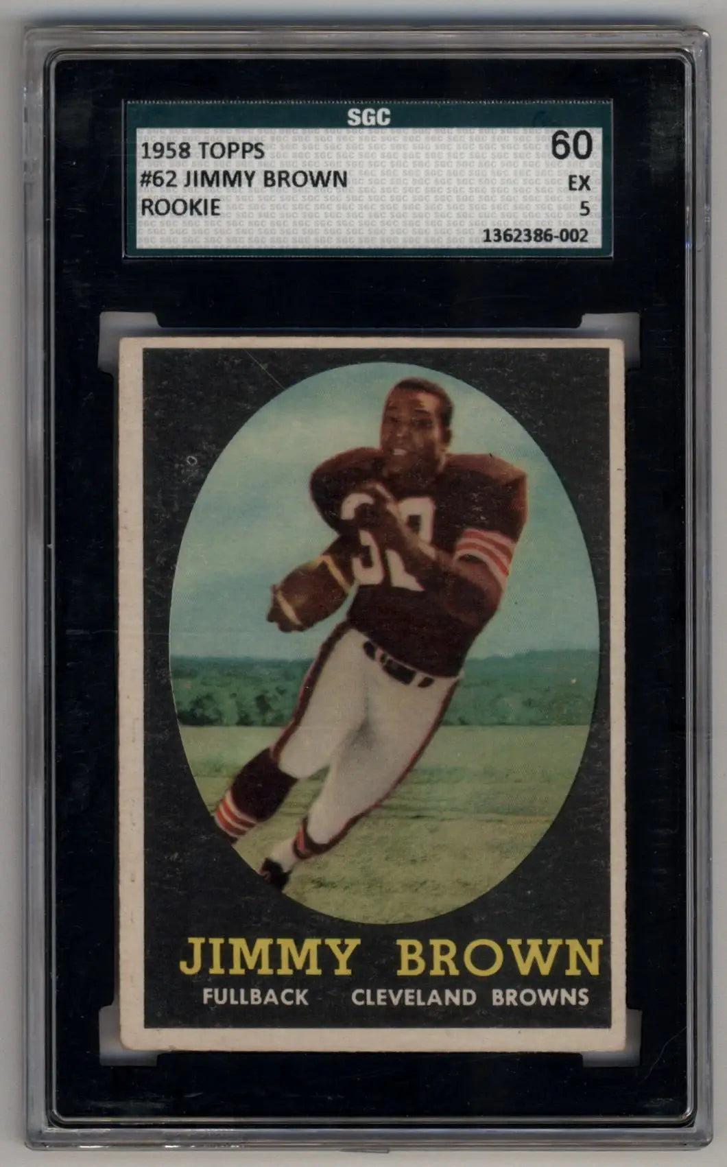 Jim Brown 1958 Topps #62 Rookie SGC 5 Excellent - Football Card Single
