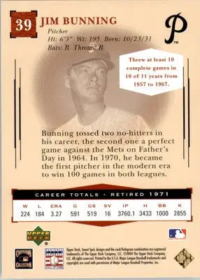Jim Bunning - 2004 Upper Deck Sweet Spot Classic - #39 - Baseball - Baseball Card Single