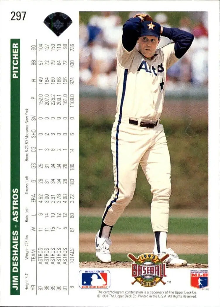 Jim Deshaies 1992 Upper Deck MLB #297 Baseball Card Houston Astros - Baseball Card Single