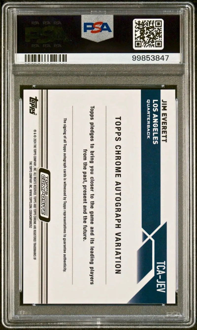 Jim Everett 2023 Topps Chrome NFL #TCA-JEV Blue Refractor 054/150 PSA 9 Auto 8
