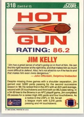 Jim Kelly - 1990 Score - #318 - Football - Football Card Single