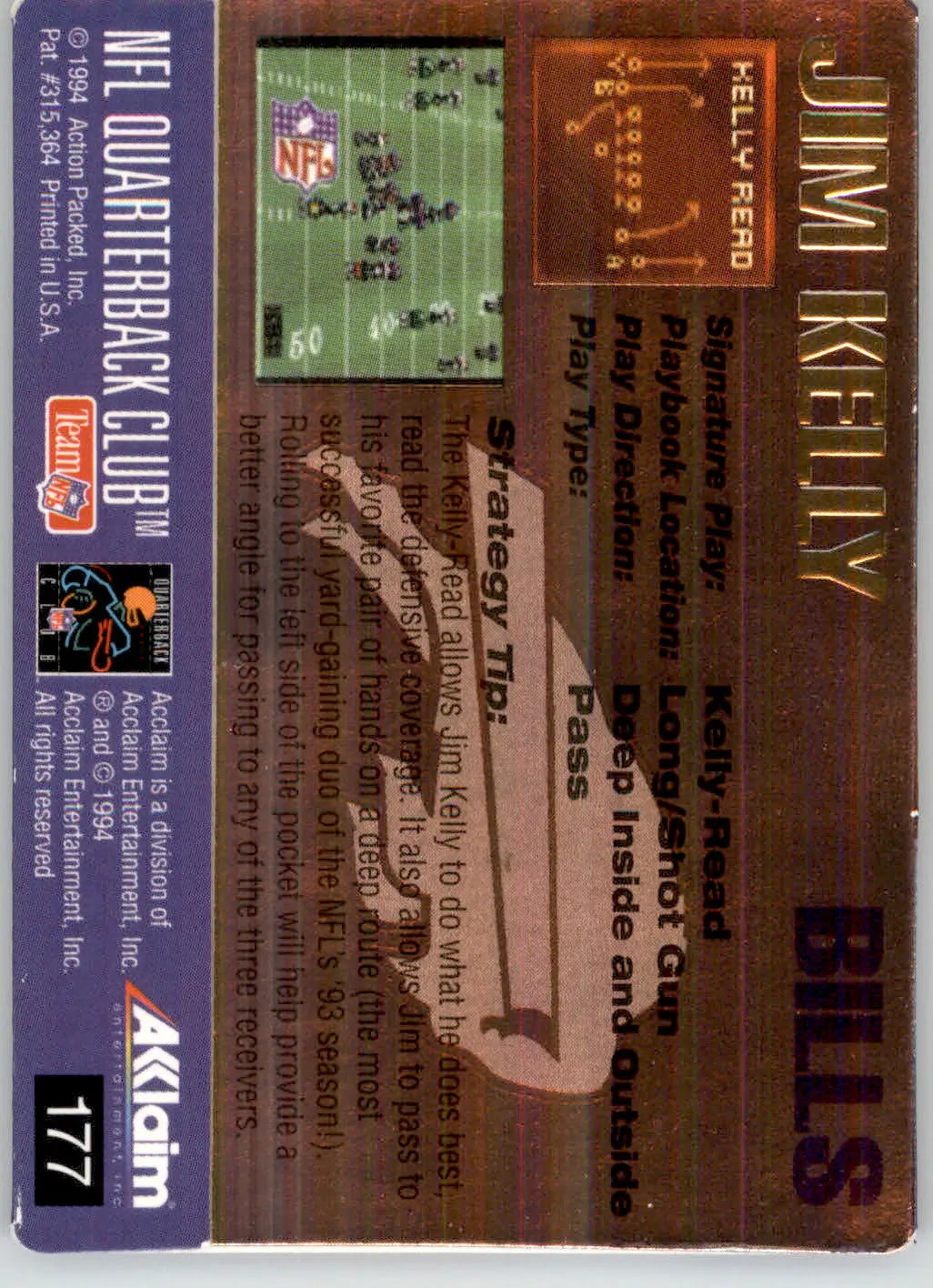 Jim Kelly - 1994 Action Packed - #177 - Football - Football Card Single