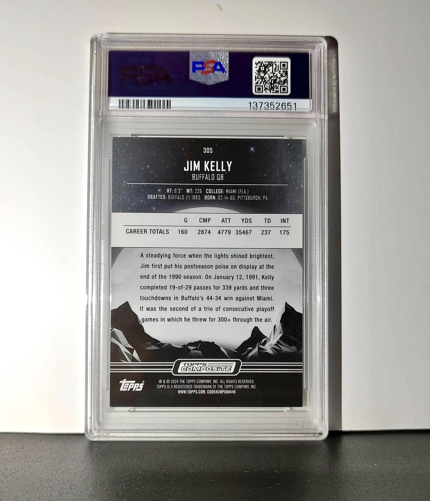 Jim Kelly 2023 Topps Midnight Morning Parallel 057/125 #305 PSA 9 Mint