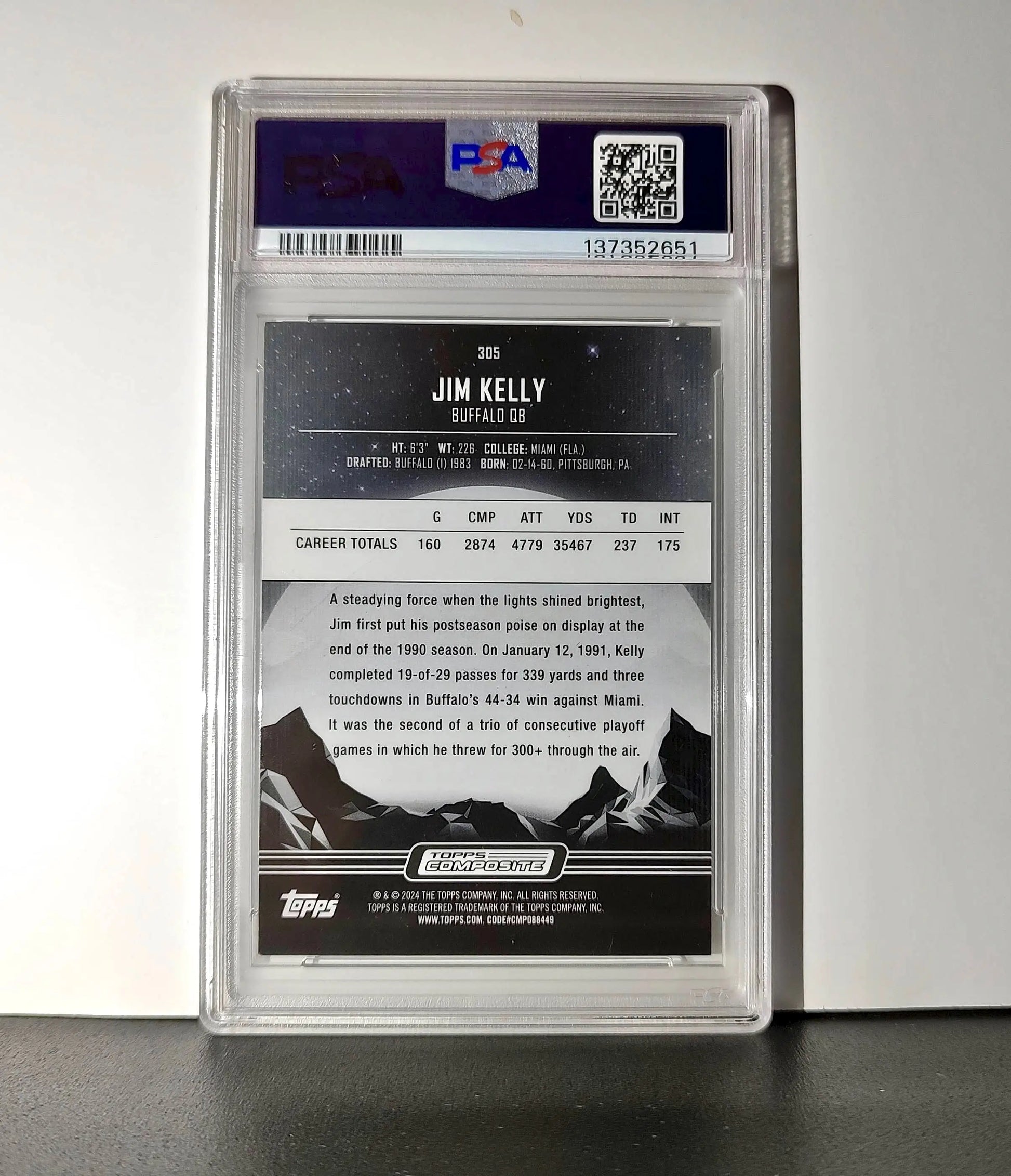 Jim Kelly 2023 Topps Midnight Morning Parallel 057/125 #305 PSA 9 Mint
