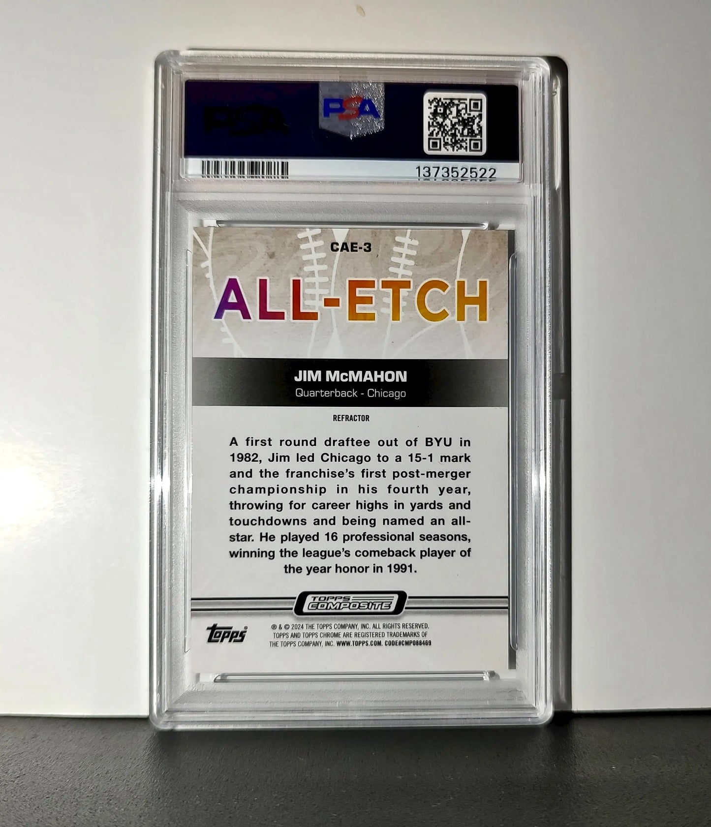 Jim McMahon 2023 Topps Chrome ALL-ETCH Refractor #CAE-3 PSA 10 Gem Mint - Other
