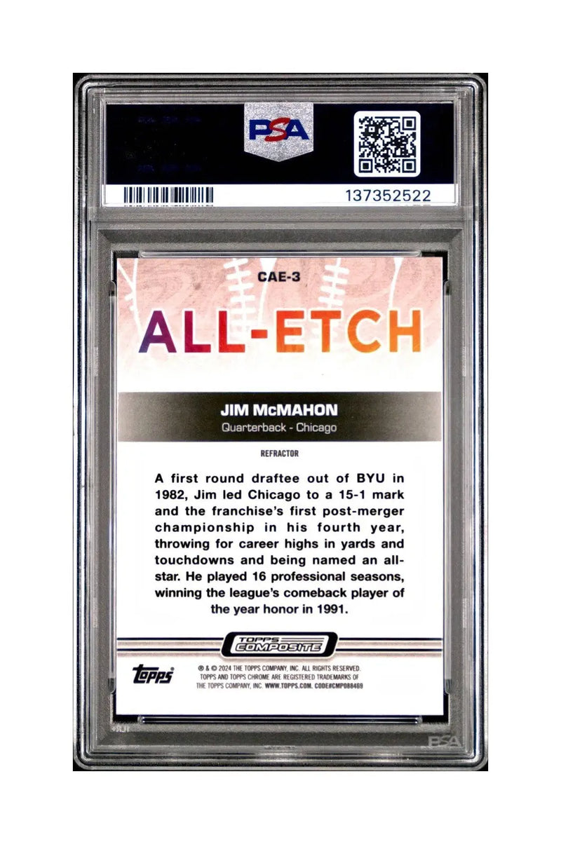 Jim McMahon 2023 Topps Chrome ALL-ETCH Refractor #CAE-3 PSA 10 Gem Mint - Other