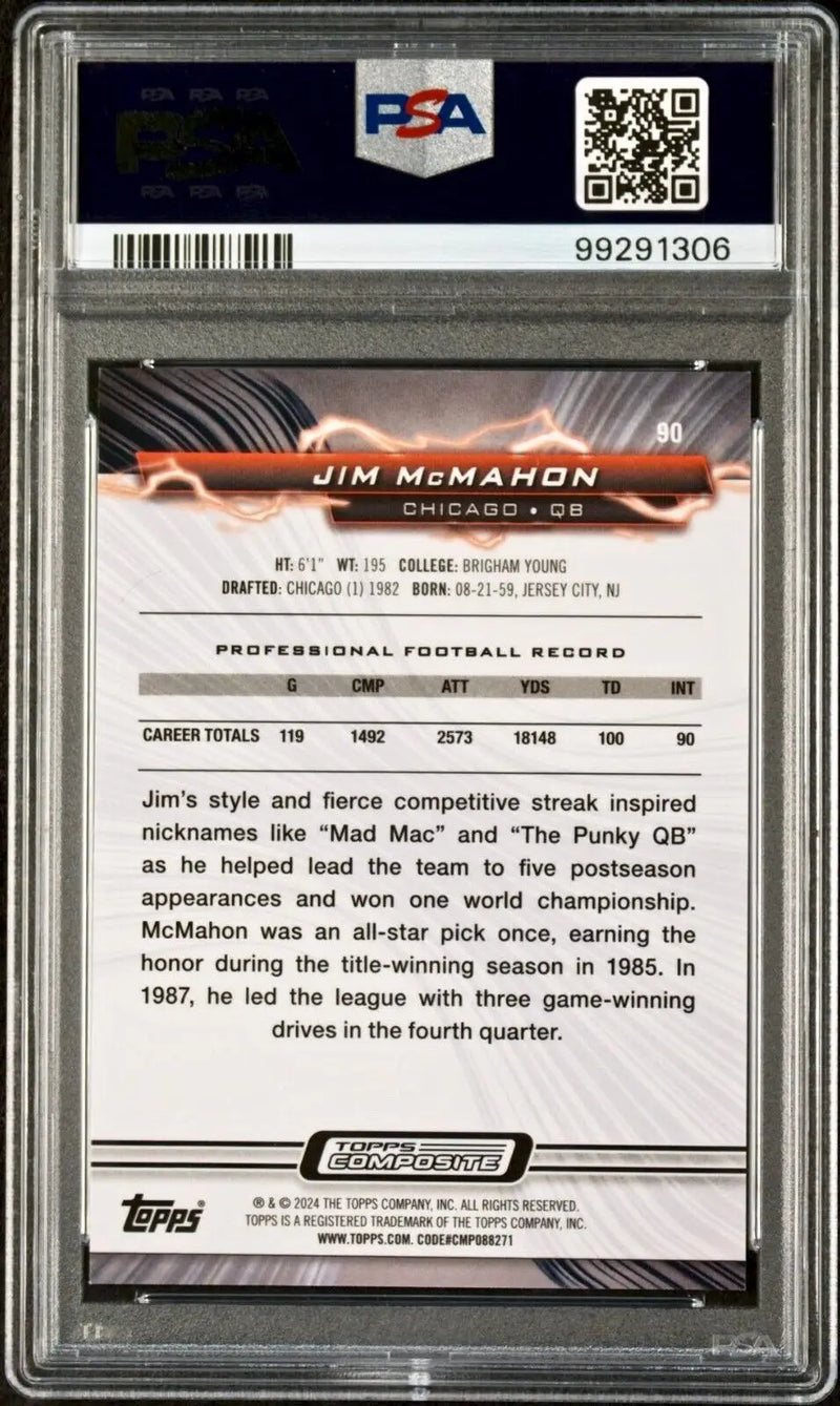 Jim McMahon 2023 Topps Resurgence NFL #90 Teal Surge 098/149 Card PSA 9 Mint