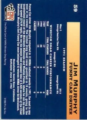 Jim Murphy - 1992 Pro Set NHRA - #59 - Racing - Racing Card Single