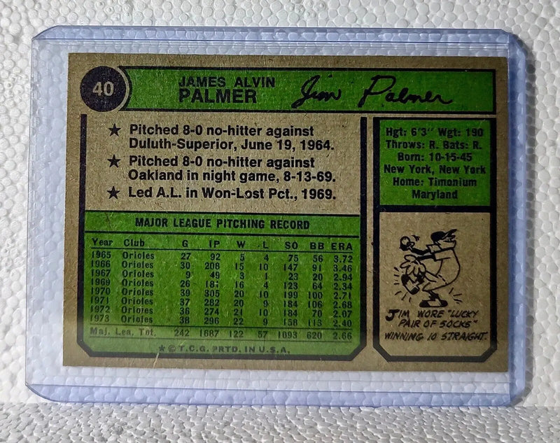 Jim Palmer 1974 Topps MLB #40 Baseball Card Baltimore Orioles