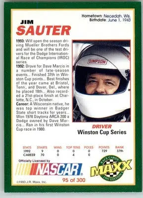 Jim Sauter - 1993 Maxx - #95 - Racing - Racing Card Single