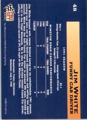 Jim White - 1992 Pro Set NHRA - #48 - Racing - Racing Card Single