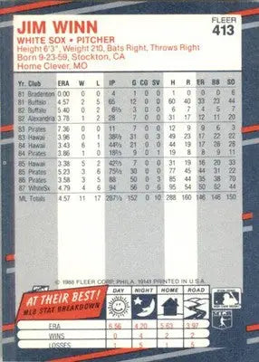 Jim Winn - 1988 Fleer - #413 - Baseball - Baseball Card Single