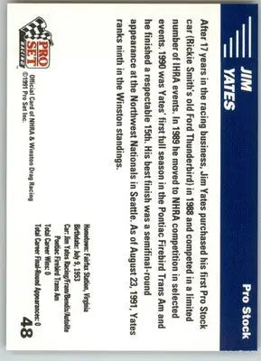 Jim Yates - 1991 Pro Set NHRA - #48 - Racing - Racing Card Single