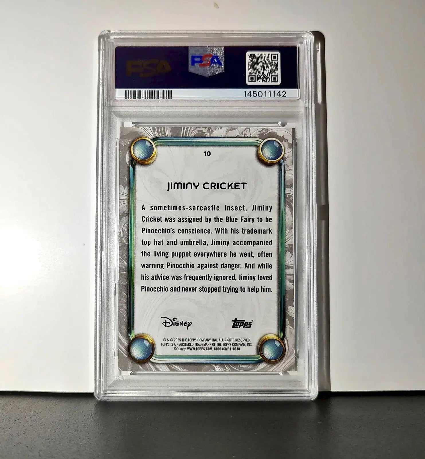 Jiminy Cricket 2025 Topps Disney Wonder #10 Winter Variant Card Pinocchio PSA 9 - Non-Sports Card Single
