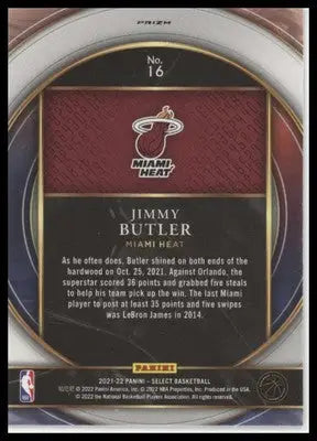 Jimmy Butler 2021-22 Panini Select Select Numbers Silver Prizms #16 Miami Heat - Basketball Card Single