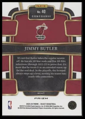 Jimmy Butler 2023-24 Panini Select Orange Flash Prizms #40 Miami Heat - Basketball Card Single