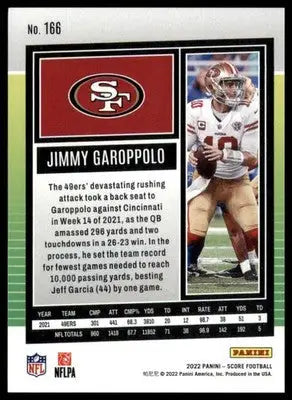 Jimmy Garoppolo 2022 Score #166 San Francisco 49ers - Football Card Single