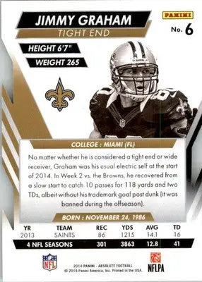 Jimmy Graham - 2014 Panini Absolute - #6 - Retail Football - Football Card Single