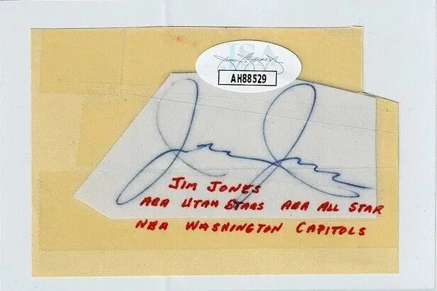 Autographed Jim Jones memorabilia from Jimmy James Jim with JSA certification