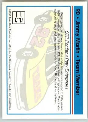 Jimmy Martin - 1992 Traks - #90 - Racing - Racing Card Single