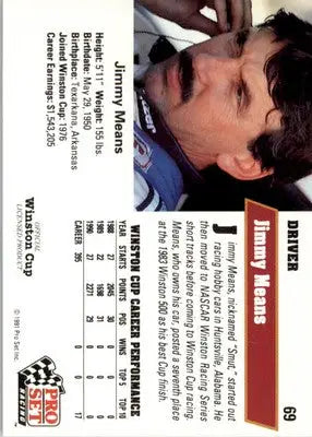 Jimmy Means - 1991 Pro Set - #69 - Racing - Racing Card Single