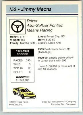 Jimmy Means - 1991 Traks - #152 - Racing - Racing Card Single