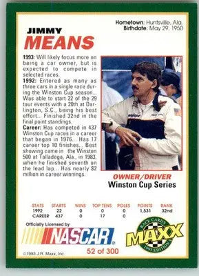 Jimmy Means - 1993 Maxx - #52 - Racing - Racing Card Single