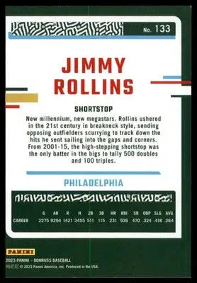 Jimmy Rollins 2023 Donruss Holo Purple #133 Philadelphia Phillies - Baseball Card Single