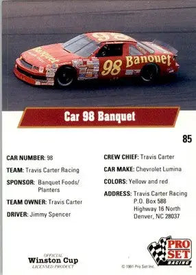 Jimmy Spencer’s Car - 1991 Pro Set - #85 - Racing - Racing Card Single