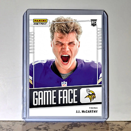 JJ McCarthy 2024 Panini Game Face NFL #8 Rookie Football Card Vikings PreSale - Football Card Single
