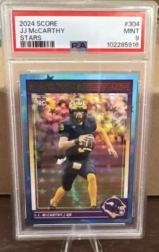JJ McCARTHY 2024 SCORE ROOKIE BLUE STARS /399 PSA 9