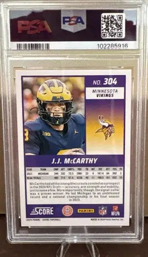 JJ McCARTHY 2024 SCORE ROOKIE BLUE STARS /399 PSA 9
