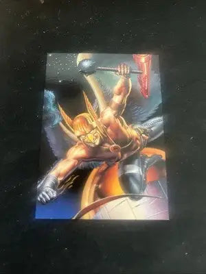 Hawkman comic card from JLA-Avengers Impact 6 Gum Chase Card set, perfect gum chase collectible