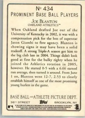 Joe Blanton - 2006 Topps Turkey Red - #434 - AUTO Baseball - Baseball Card Single