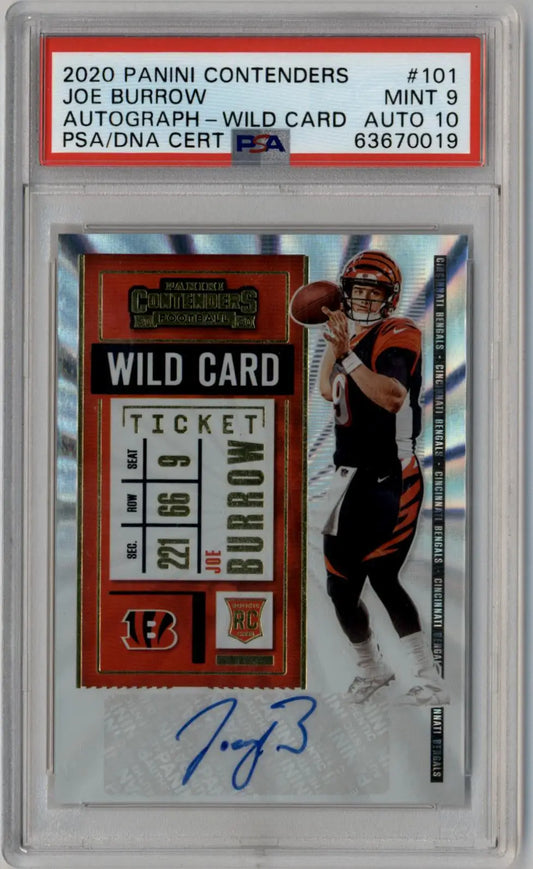 Joe Burrow 2020 Contenders Wild Card Auto #101 PSA 9 Mint Auto 10 - Football Card Single